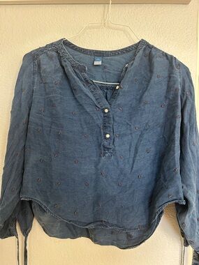 Women's Indigo Button Blouse